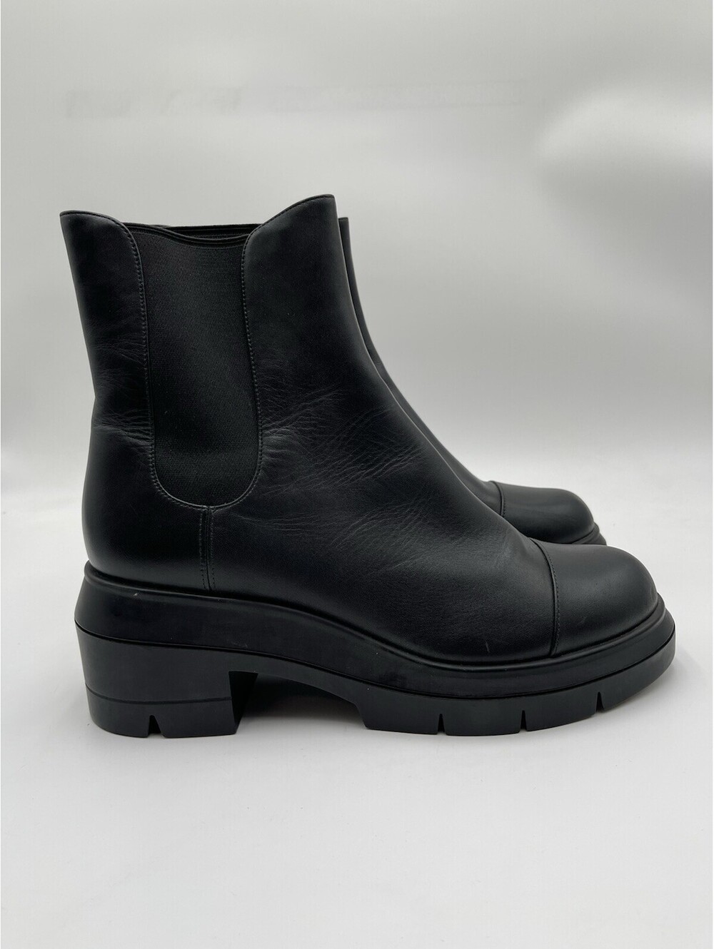 Stuart Weitzman Norah Chelsea Black Leather Ankle boot Size 11C